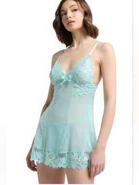 Sheer Lace Chemise Babydoll in Sheer Mesh  Plus Size